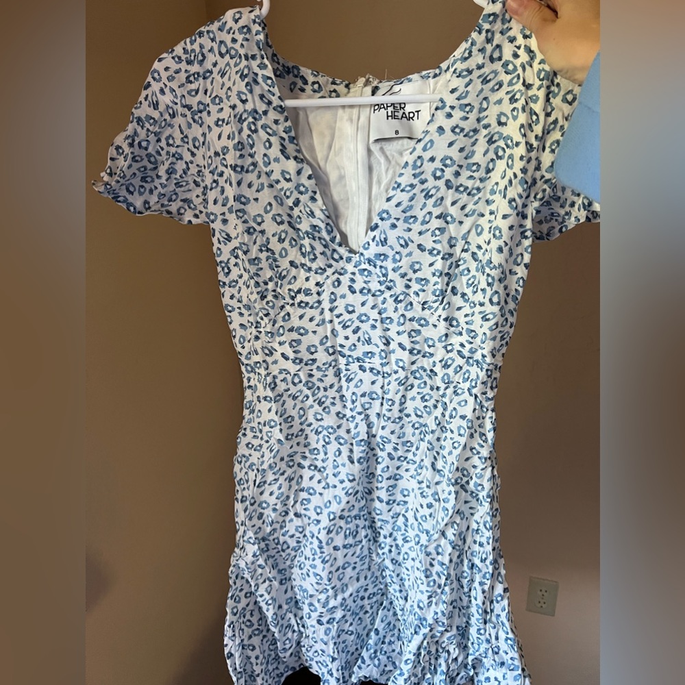 Mini Dress from Paper Heart - White with blue animal print